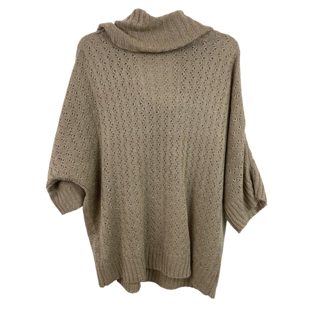Notations Tan/Gold Knit Cowl Neck Sweater 3/4 Sleeve Womens Size XL - Picture 2 of 9